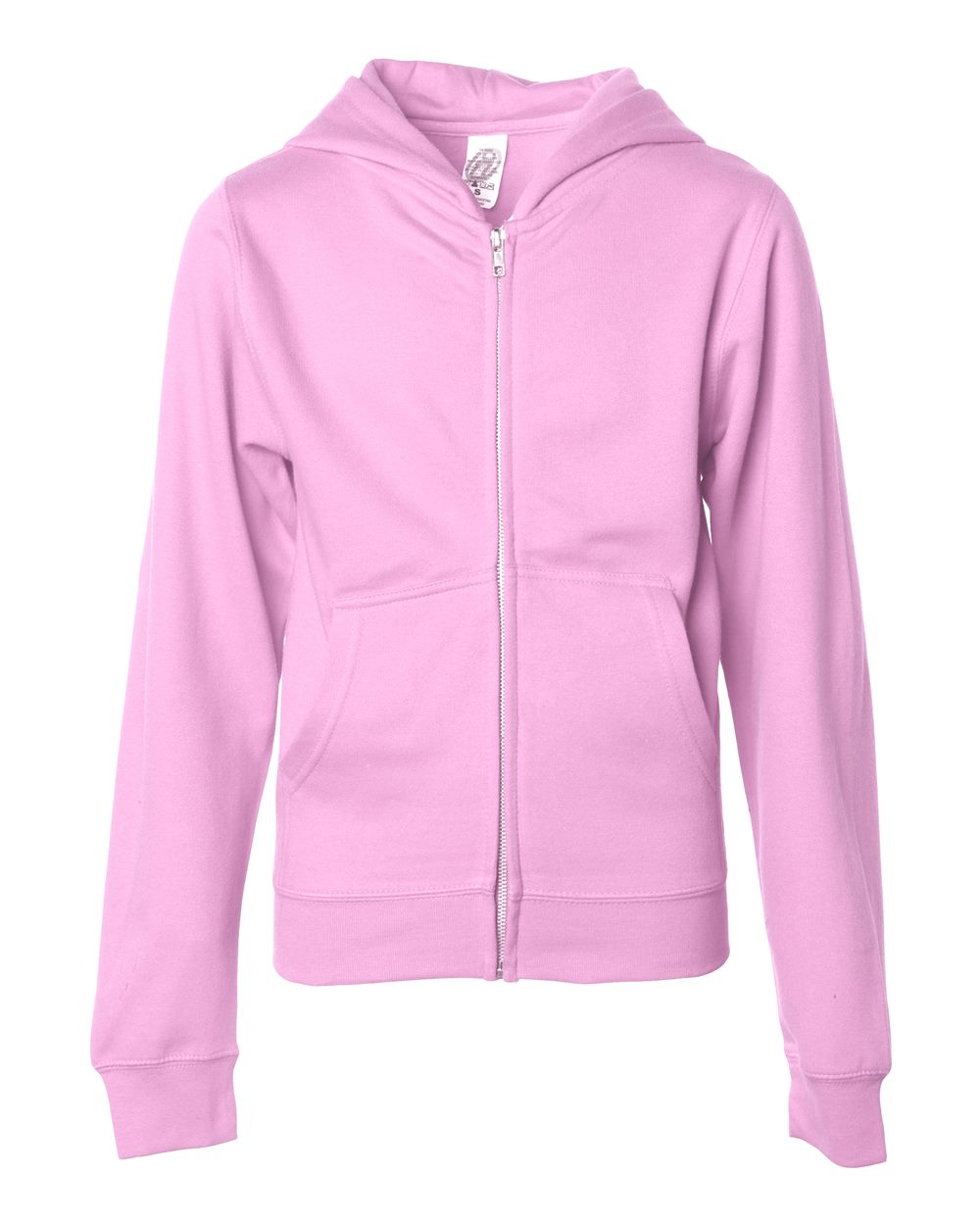 Youth Midweight Full-Zip Hooded Sweatshirt - Front - B32376303 - Light Pink
