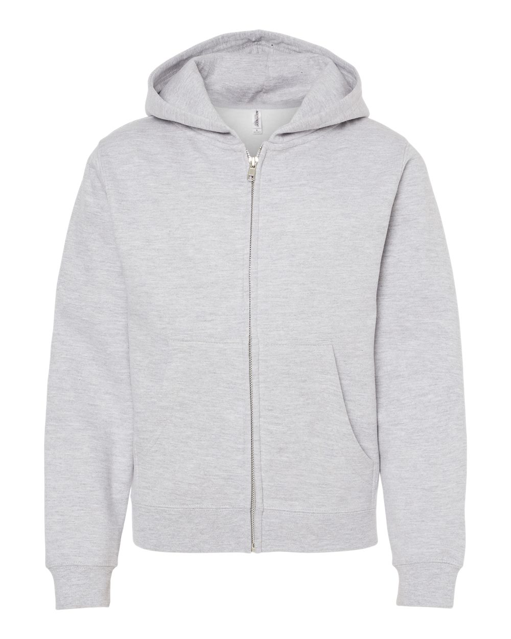 Youth Midweight Full-Zip Hooded Sweatshirt - Front - B32376353 - Grey Heather