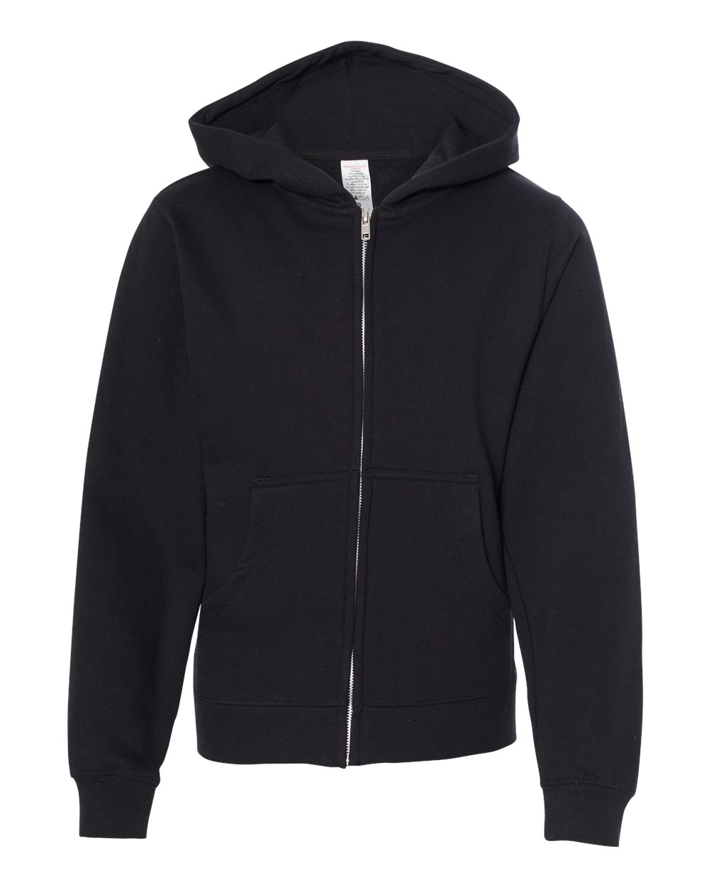 Youth Midweight Full-Zip Hooded Sweatshirt - Front - B32376503 - Black