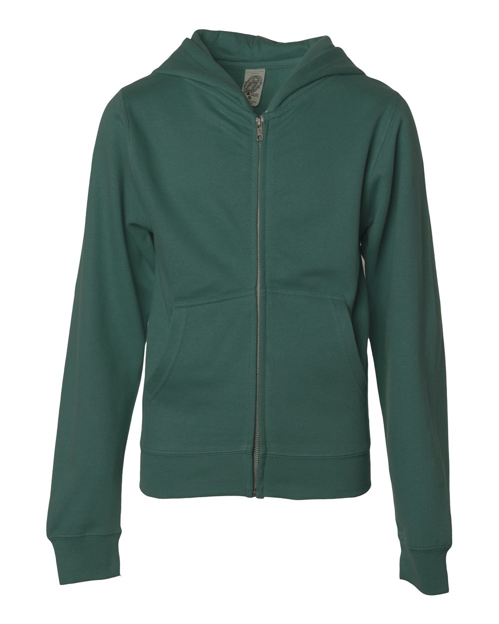 Youth Midweight Full-Zip Hooded Sweatshirt - Front - B32376543 - Alpine Green