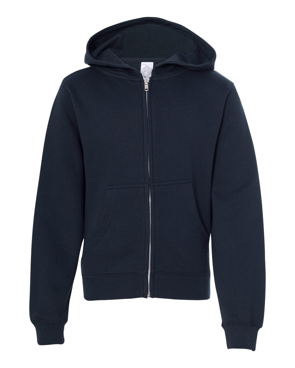 Youth Midweight Full-Zip Hooded Sweatshirt - Front - B32376653 - Navy