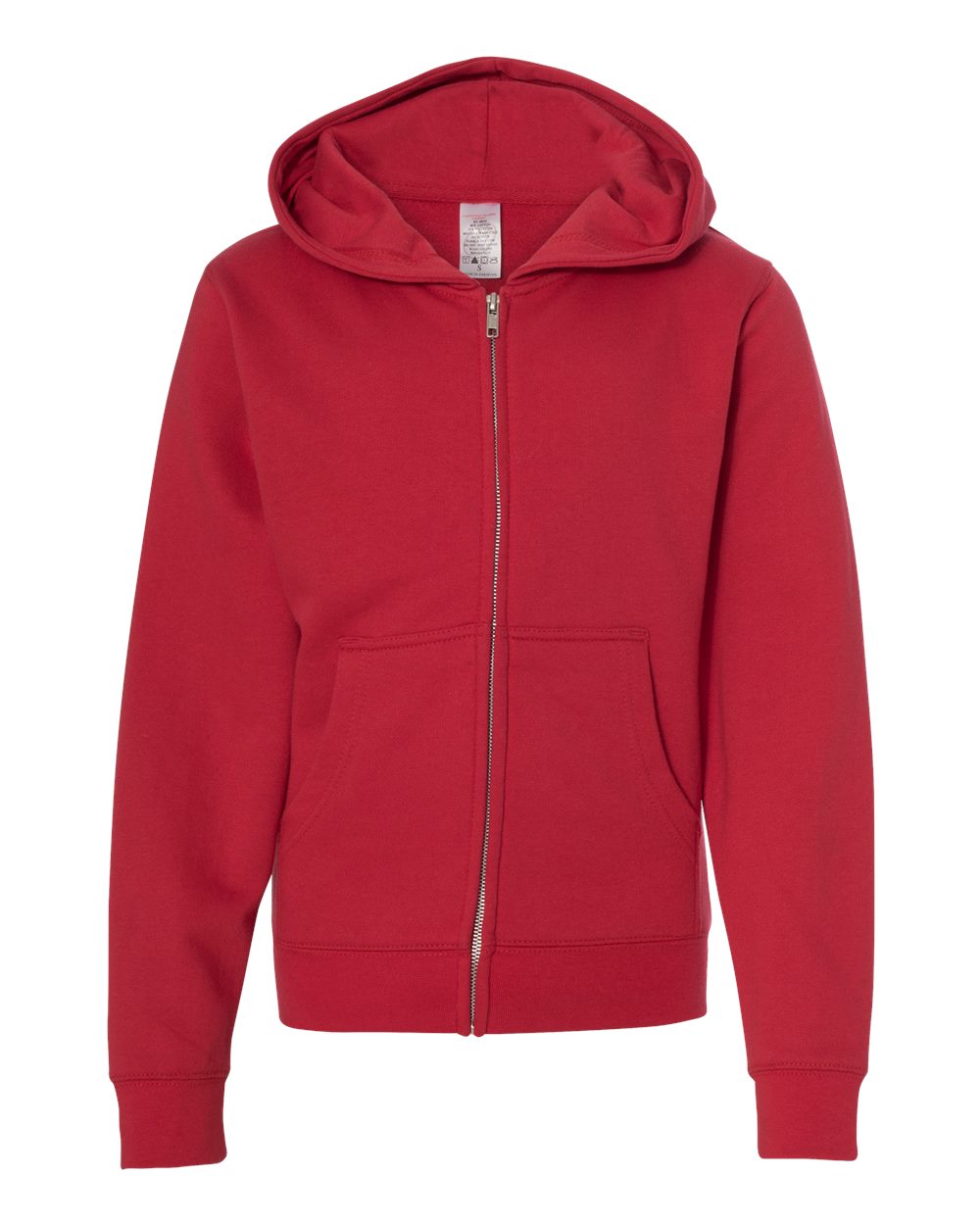Youth Midweight Full-Zip Hooded Sweatshirt - Front - B32376703 - Red