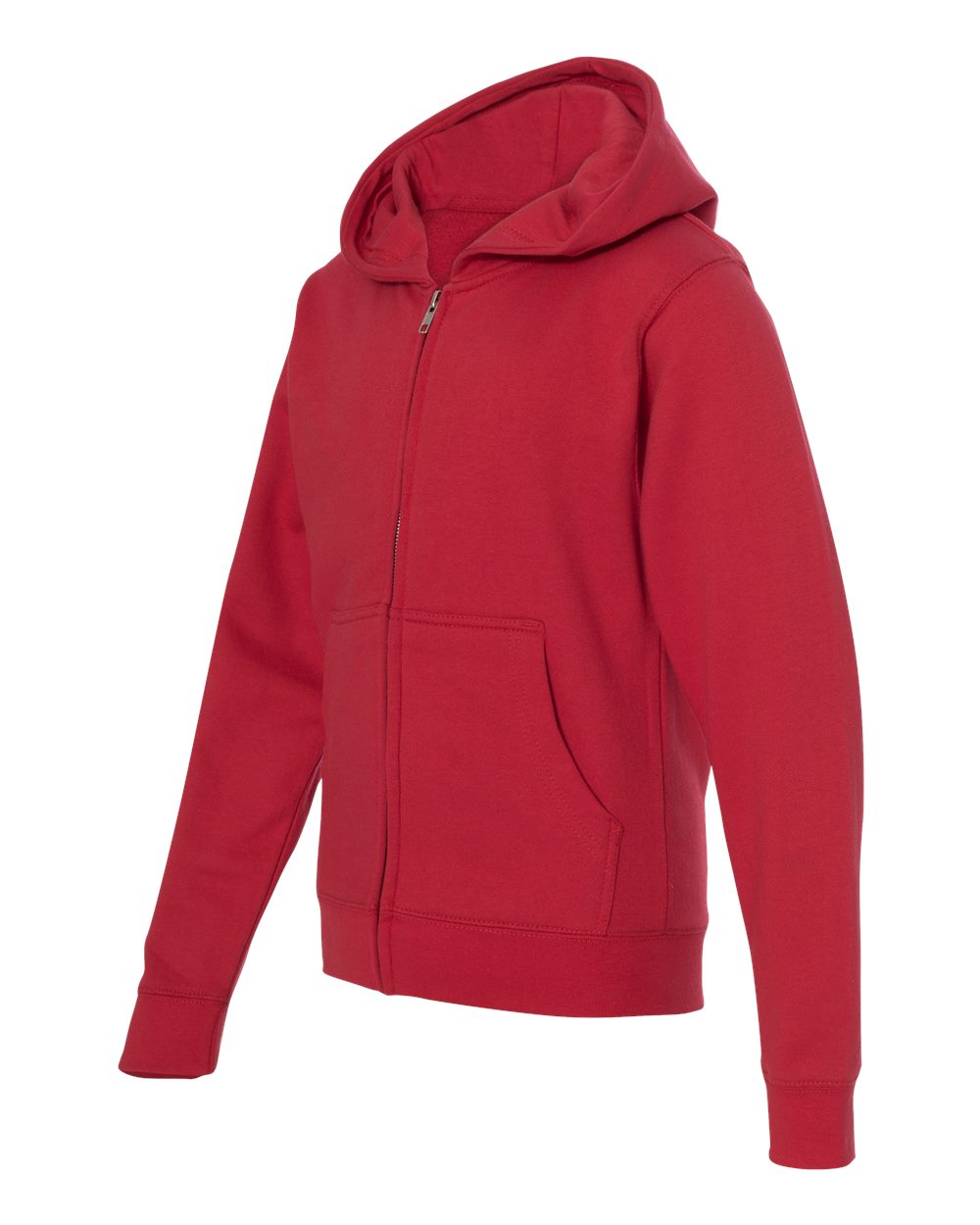 Youth Midweight Full-Zip Hooded Sweatshirt - Side - B32376703 - Red
