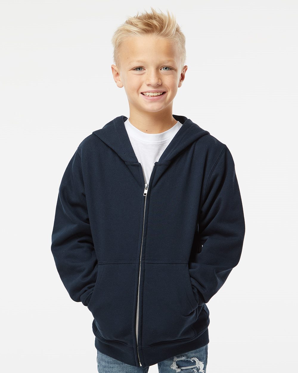 Youth Midweight Full-Zip Hooded Sweatshirt - styleImage