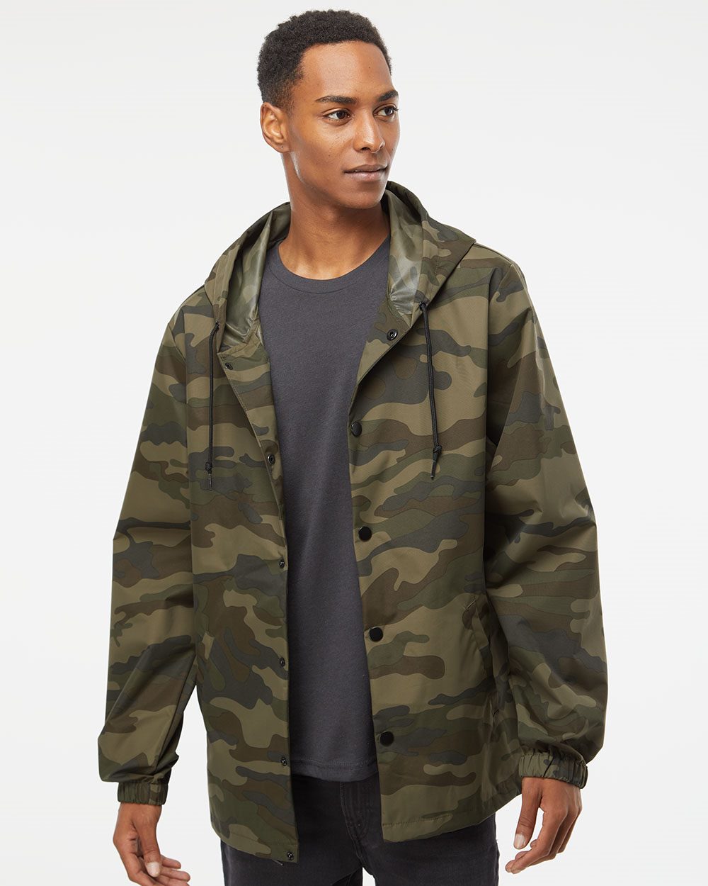 Men's Water-Resistant Hooded Windbreaker - styleImage