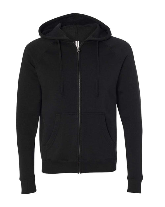 Unisex Special Blend Raglan Full-Zip Hooded Sweatshirt - Front - B81476502 - Black