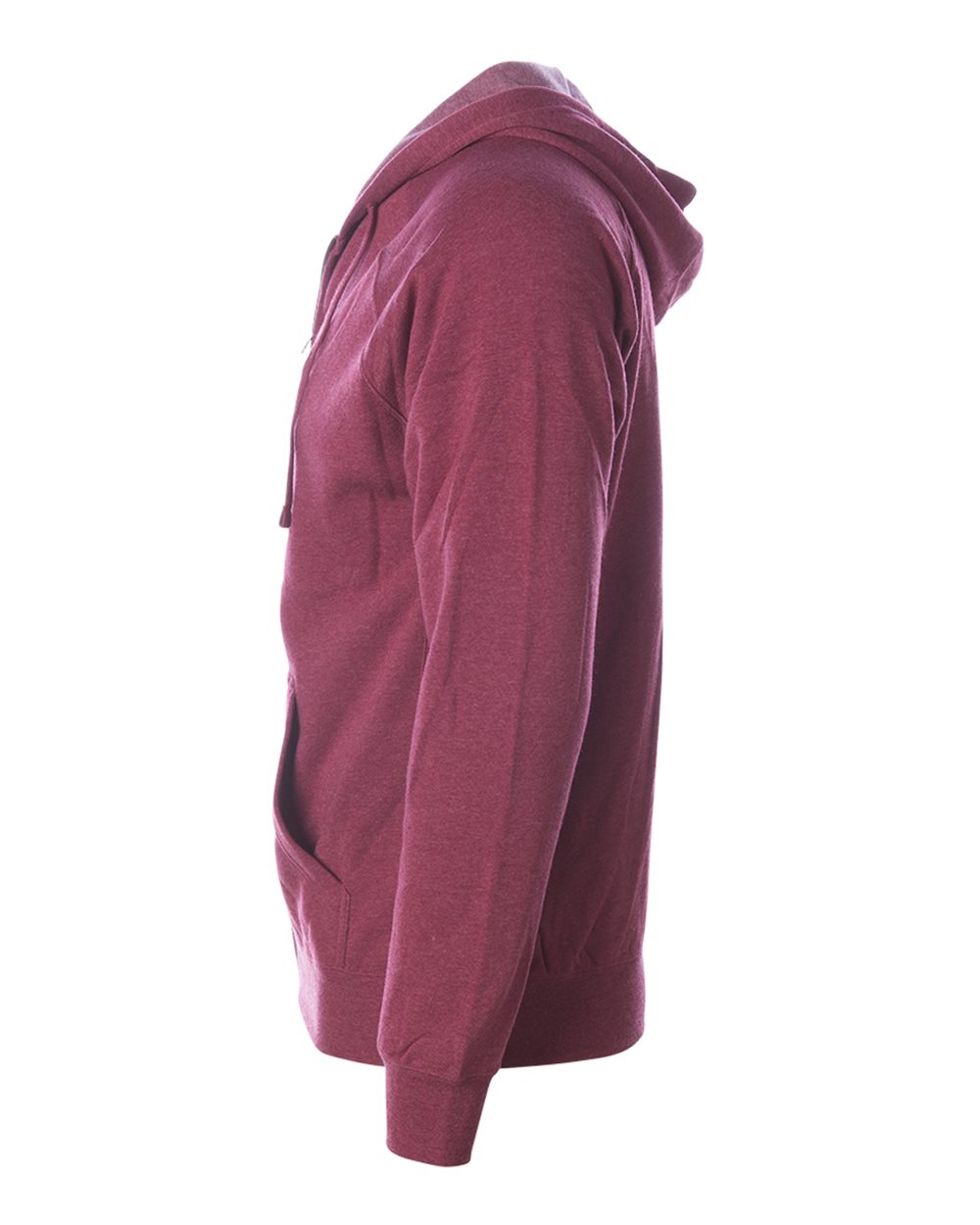 Unisex Special Blend Raglan Full-Zip Hooded Sweatshirt - Side - B81476222 - Crimson