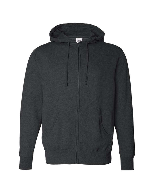 Men's Full-Zip Hooded Sweatshirt - Front - B22476093 - Charcoal Heather
