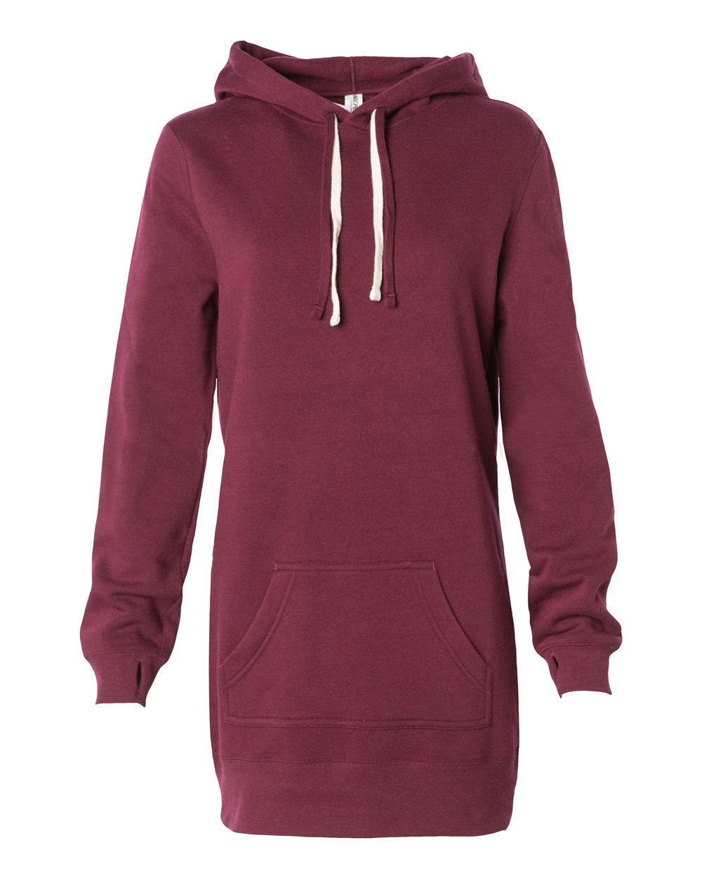 Women’s Special Blend Hooded Sweatshirt Dress - Front - B23276542 - Maroon