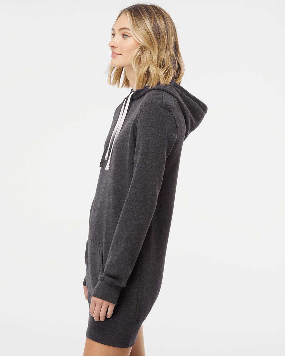 Women’s Special Blend Hooded Sweatshirt Dress - OnModelSide - B23276092 - Carbon