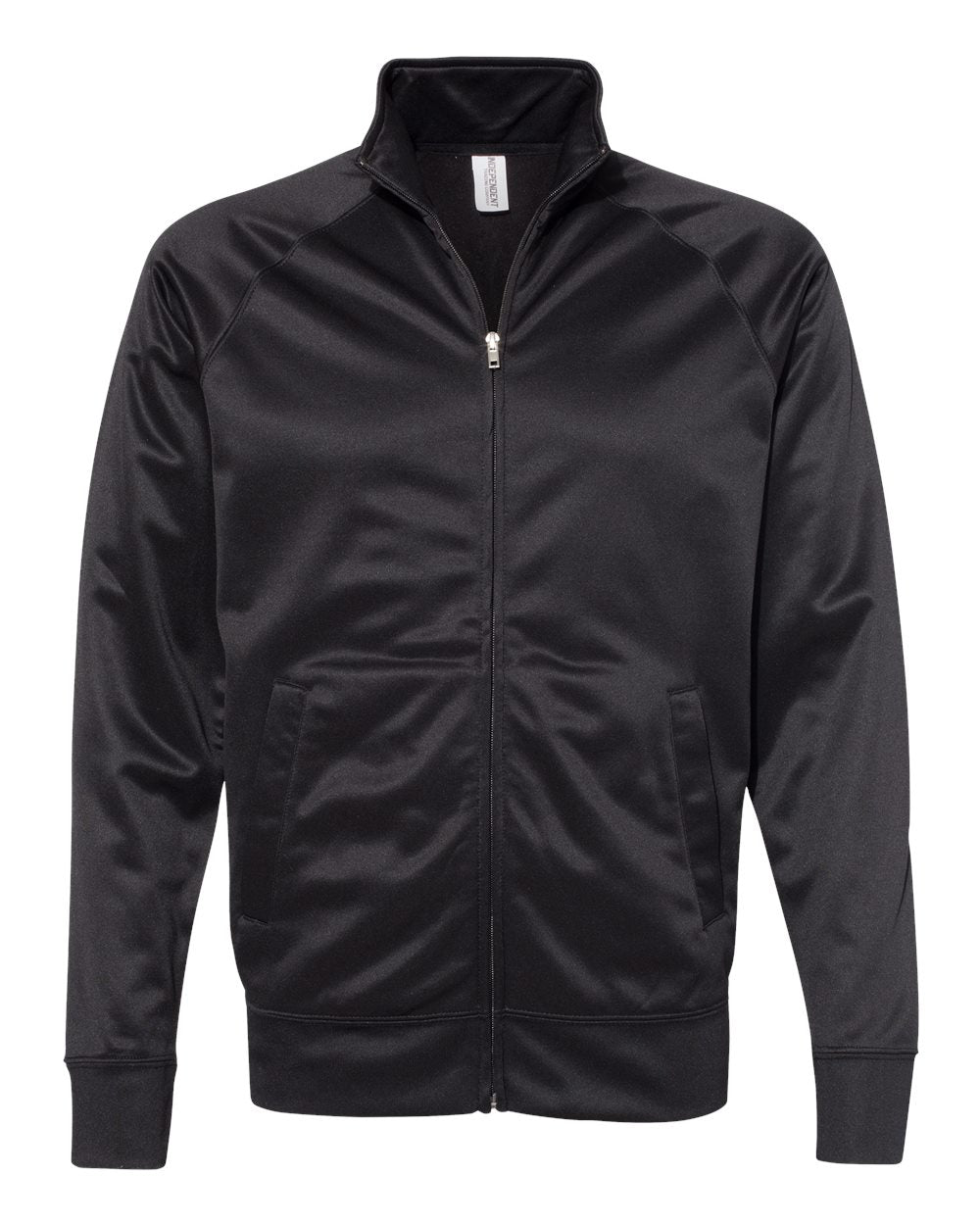Men's Lightweight Poly-Tech Full-Zip Track Jacket - Front - B23476512 - Black/ Black