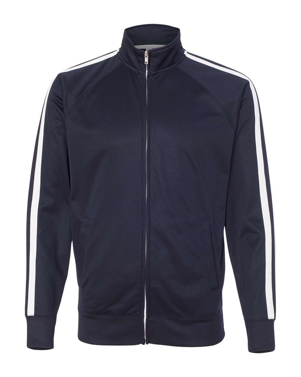Men's Lightweight Poly-Tech Full-Zip Track Jacket - Front - B23476652 - Classic Navy