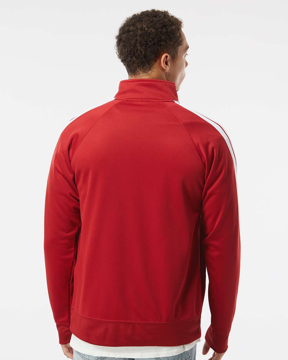 Men's Lightweight Poly-Tech Full-Zip Track Jacket - OnModelBack - B23476522 - Brick Red