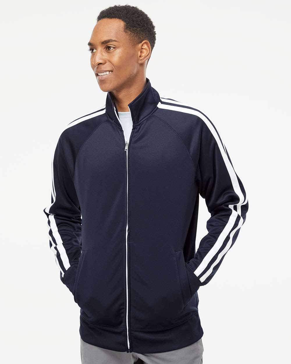 Men's Lightweight Poly-Tech Full-Zip Track Jacket - OnModelFront - B23476652 - Classic Navy