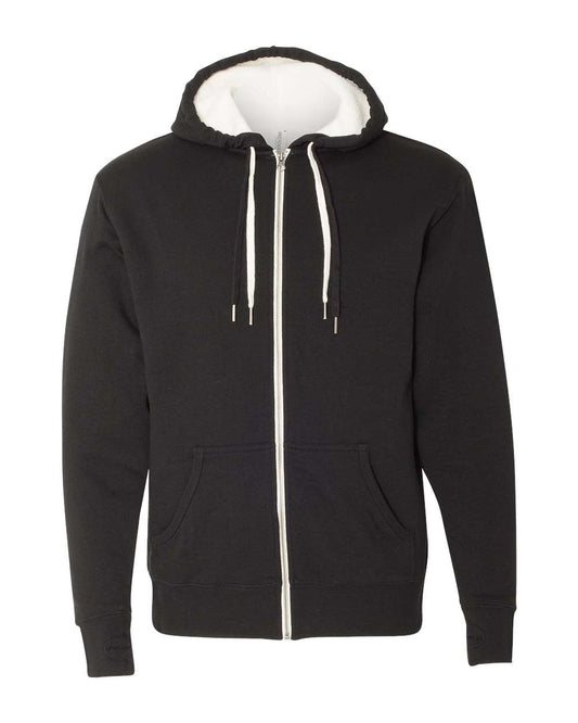 Unisex Sherpa-Lined Hooded Sweatshirt - Front - B81976502 - Black