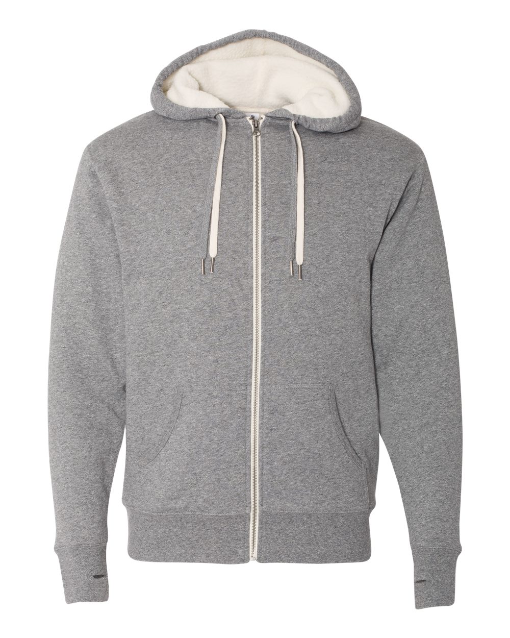Unisex Sherpa-Lined Hooded Sweatshirt - Front - B81976902 - Salt & Pepper
