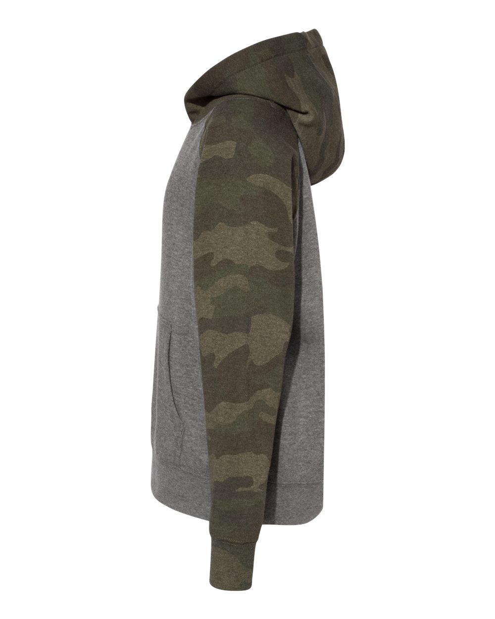 Youth Lightweight Special Blend Raglan Hooded Sweatshirt - DirectSide - B80076982 - Nickel Heather/ Forest Camo
