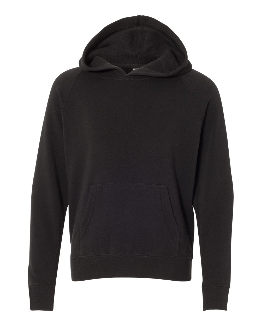 Youth Lightweight Special Blend Raglan Hooded Sweatshirt - Front - B80076502 - Black