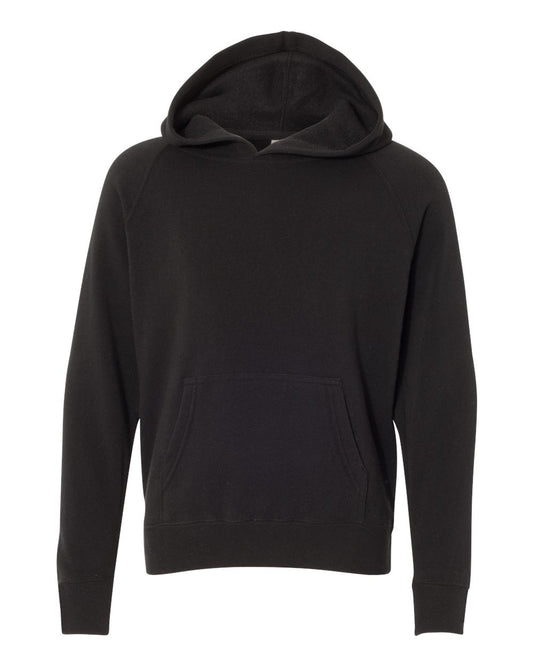 Youth Lightweight Special Blend Raglan Hooded Sweatshirt - Front - B80076502 - Black