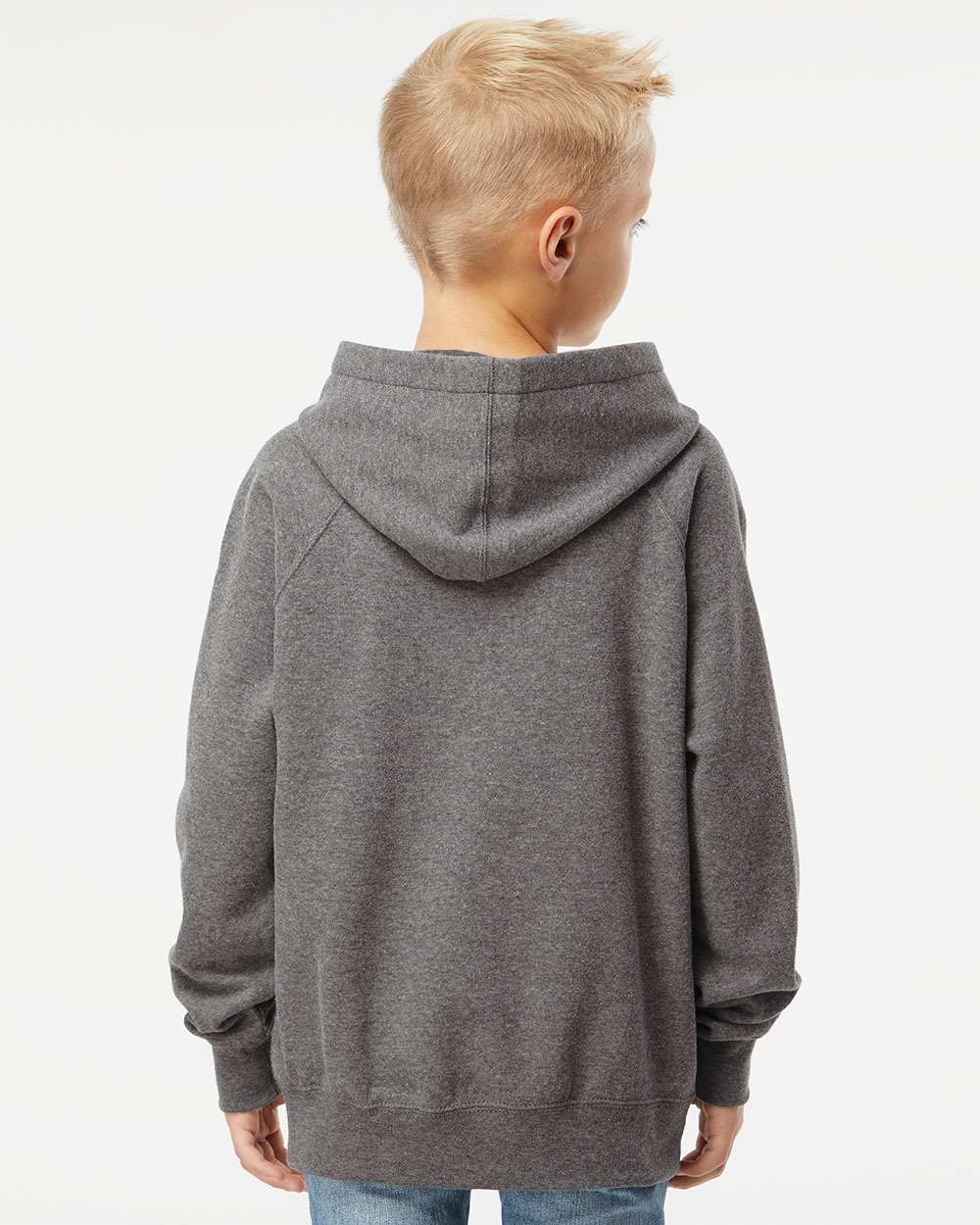 Youth Lightweight Special Blend Raglan Hooded Sweatshirt - OnModelBack - B80076352 - Nickel