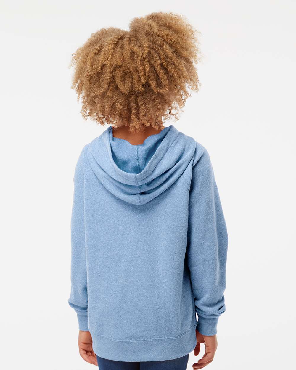 Youth Lightweight Special Blend Raglan Hooded Sweatshirt - OnModelBack - B80076682 - Pacific