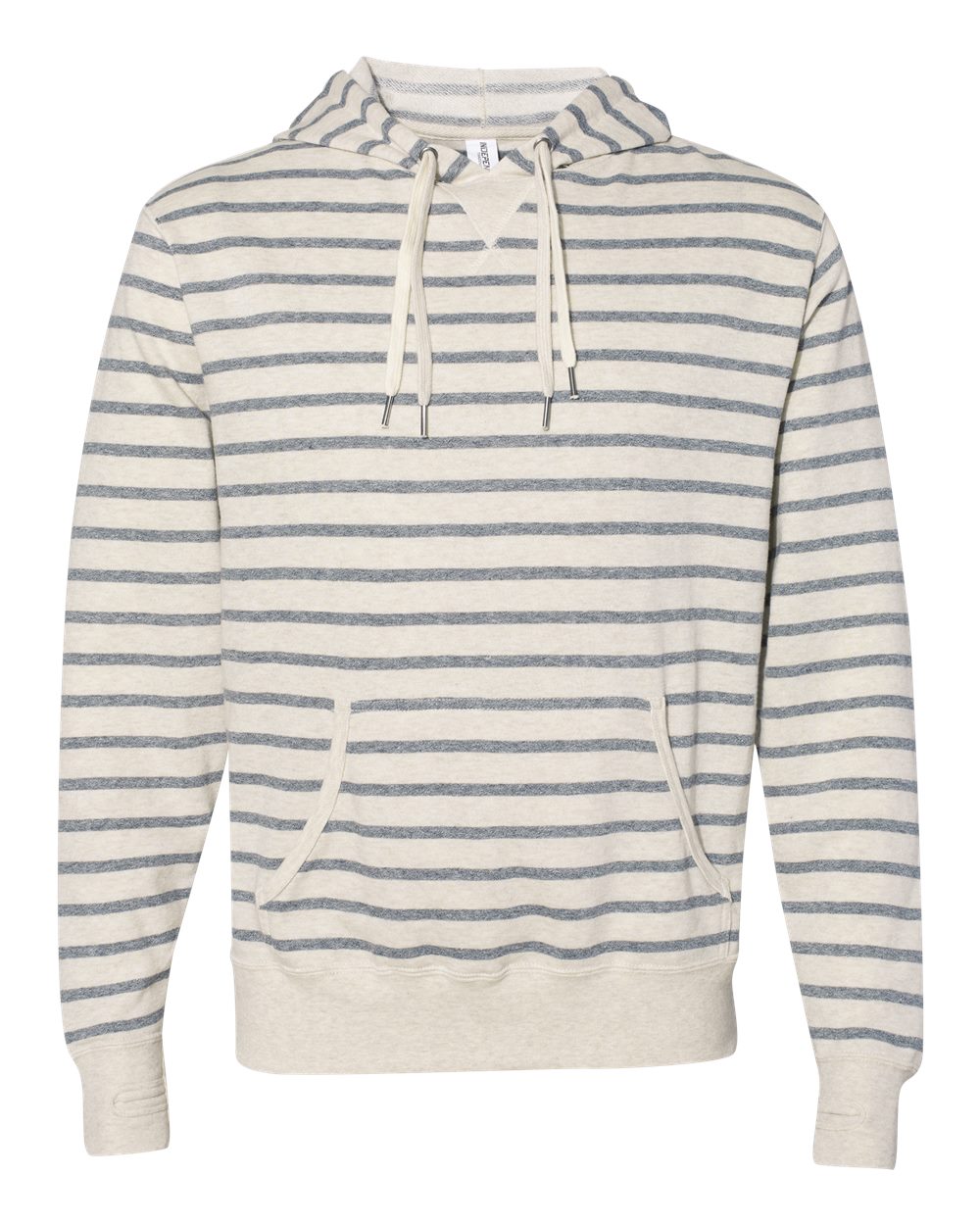 Unisex Midweight French Terry Hooded Sweatshirt - Front - B81576232 - Oatmeal Heather/ Salt & Pepper Stripe
