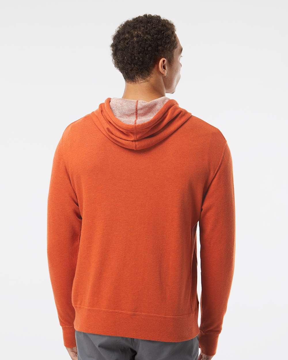 Unisex Midweight French Terry Hooded Sweatshirt - OnModelBack - B81576662 - Burnt Orange Heather