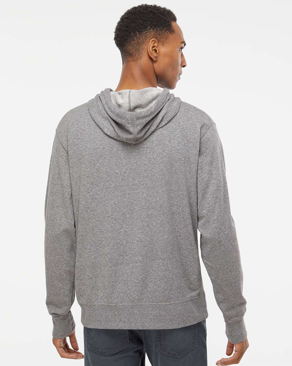Unisex Midweight French Terry Hooded Sweatshirt - OnModelBack - B81576902 - Salt & Pepper