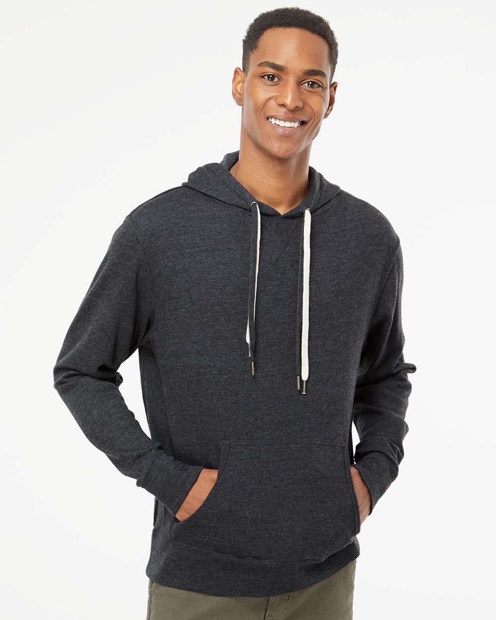 Unisex Midweight French Terry Hooded Sweatshirt - OnModelFront - B81576092 - Charcoal Heather