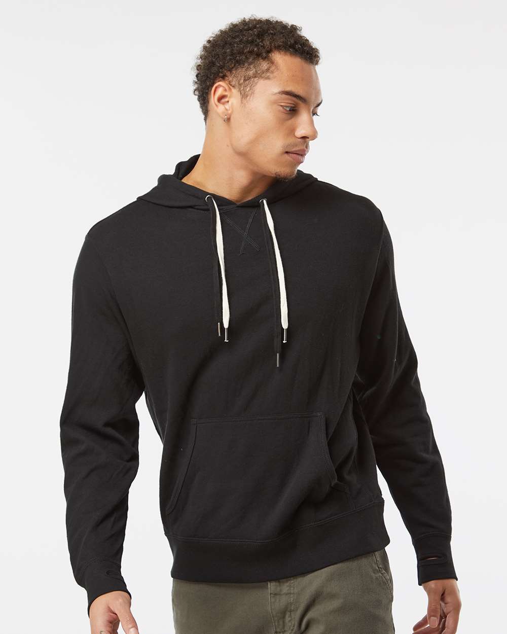 Unisex Midweight French Terry Hooded Sweatshirt - OnModelFront - B81576502 - Black