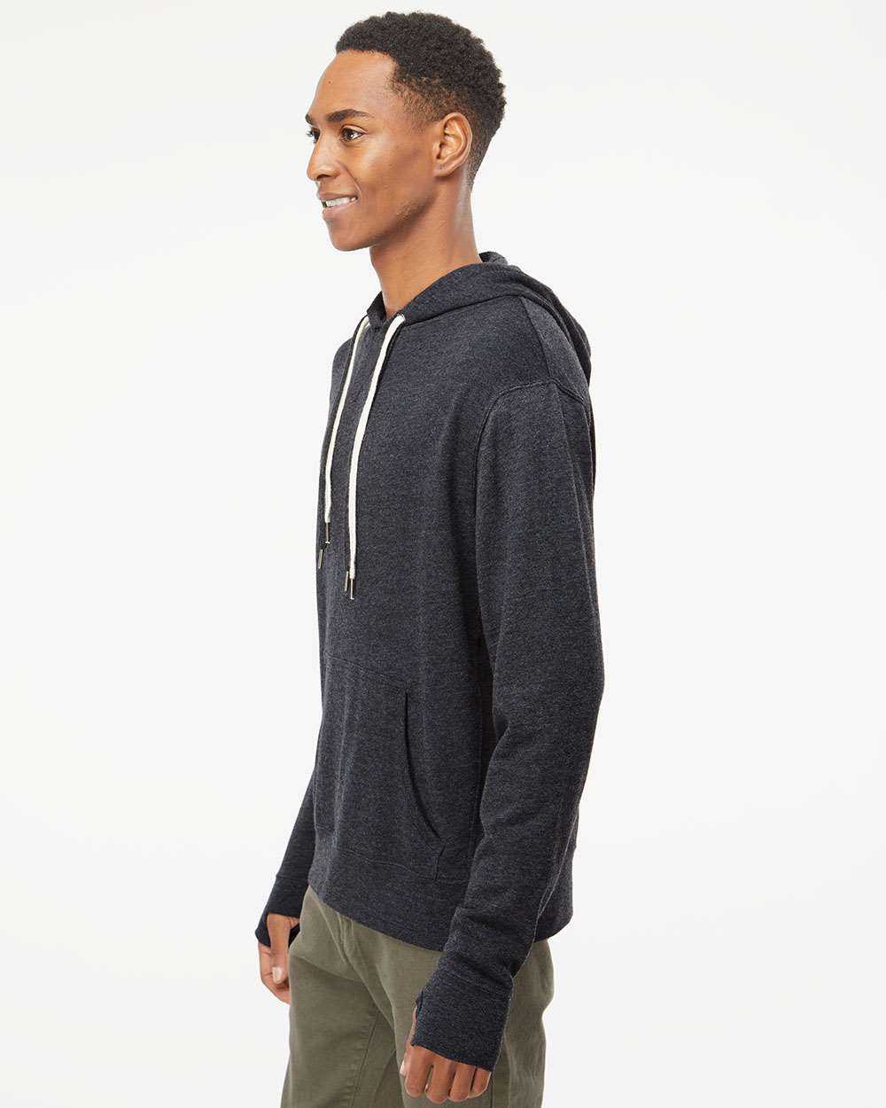 Unisex Midweight French Terry Hooded Sweatshirt - OnModelSide - B81576092 - Charcoal Heather