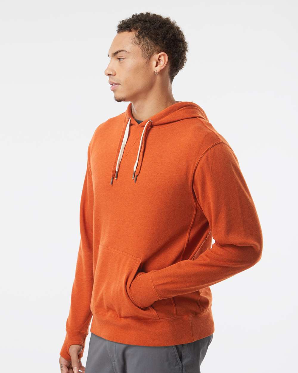 Unisex Midweight French Terry Hooded Sweatshirt - OnModelSide - B81576662 - Burnt Orange Heather