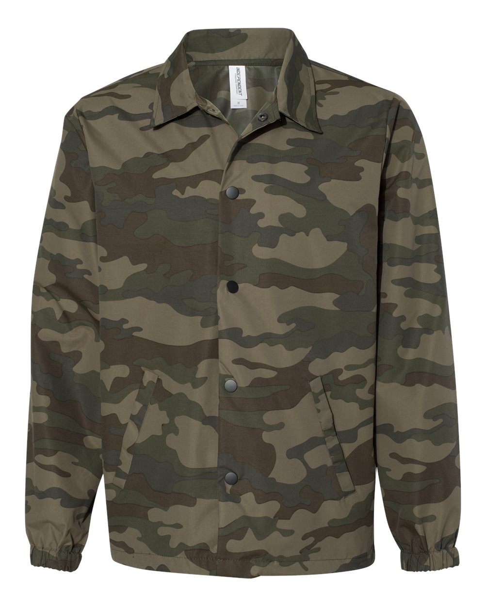 Men's Water-Resistant Windbreaker Coach’s Jacket - Front - B20876622 - Forest Camo