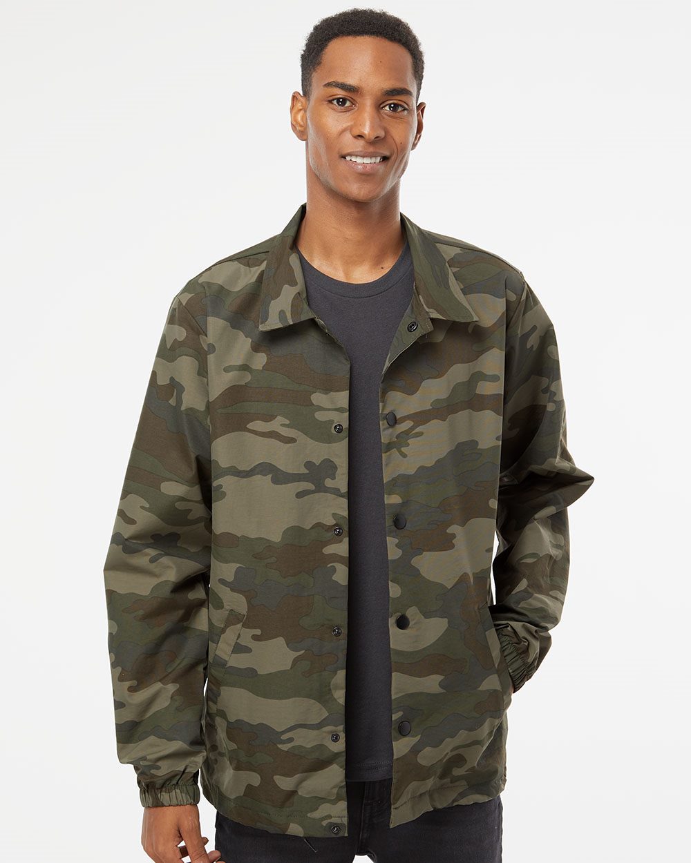 Men's Water-Resistant Windbreaker Coach’s Jacket - styleImage