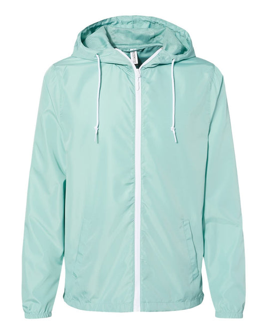 Men's Lightweight Windbreaker Full-Zip Jacket - Front - B21876252 - Aqua/ White Zipper