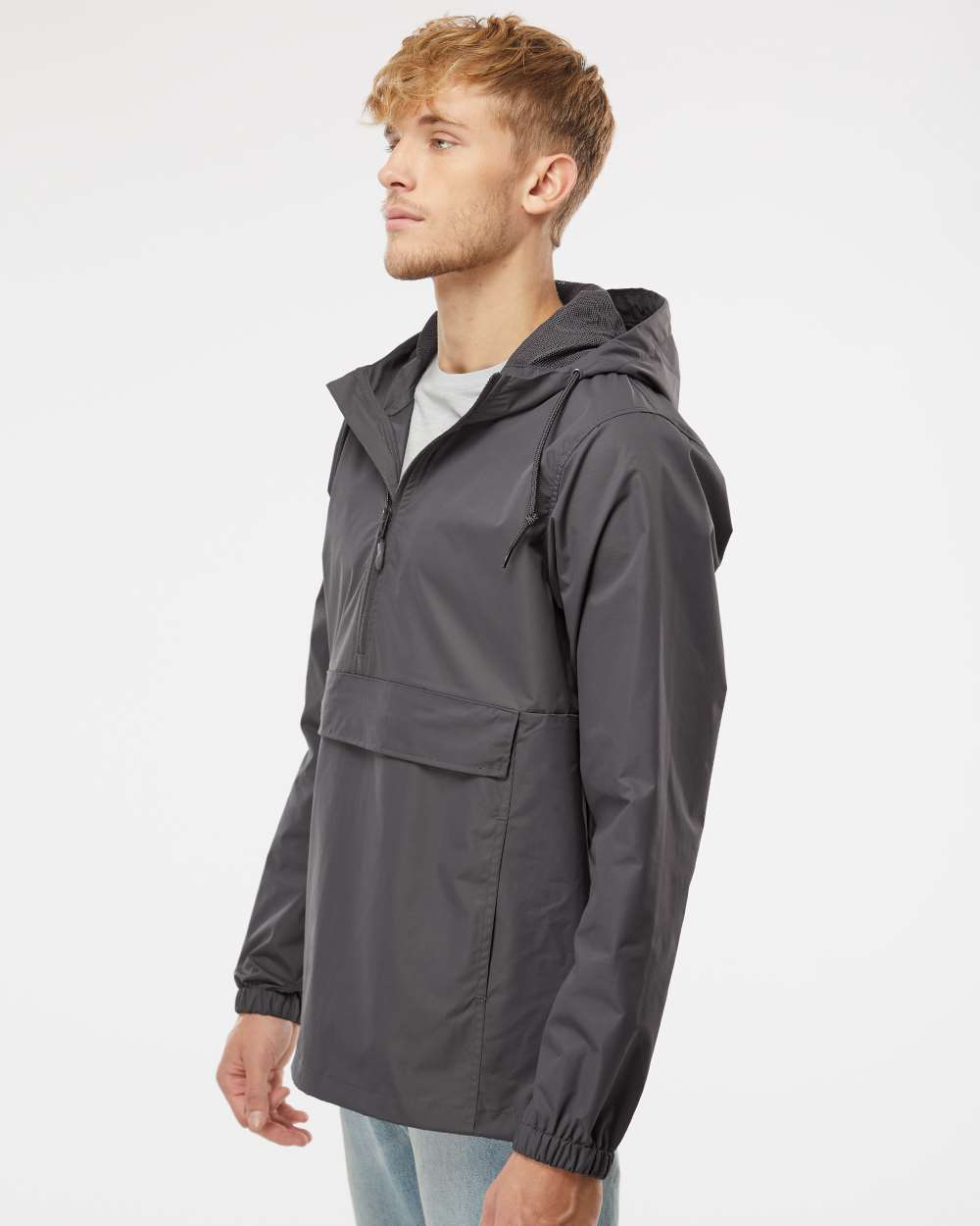 Men's Nylon Anorak - OnModelSide - B21976092 - Graphite
