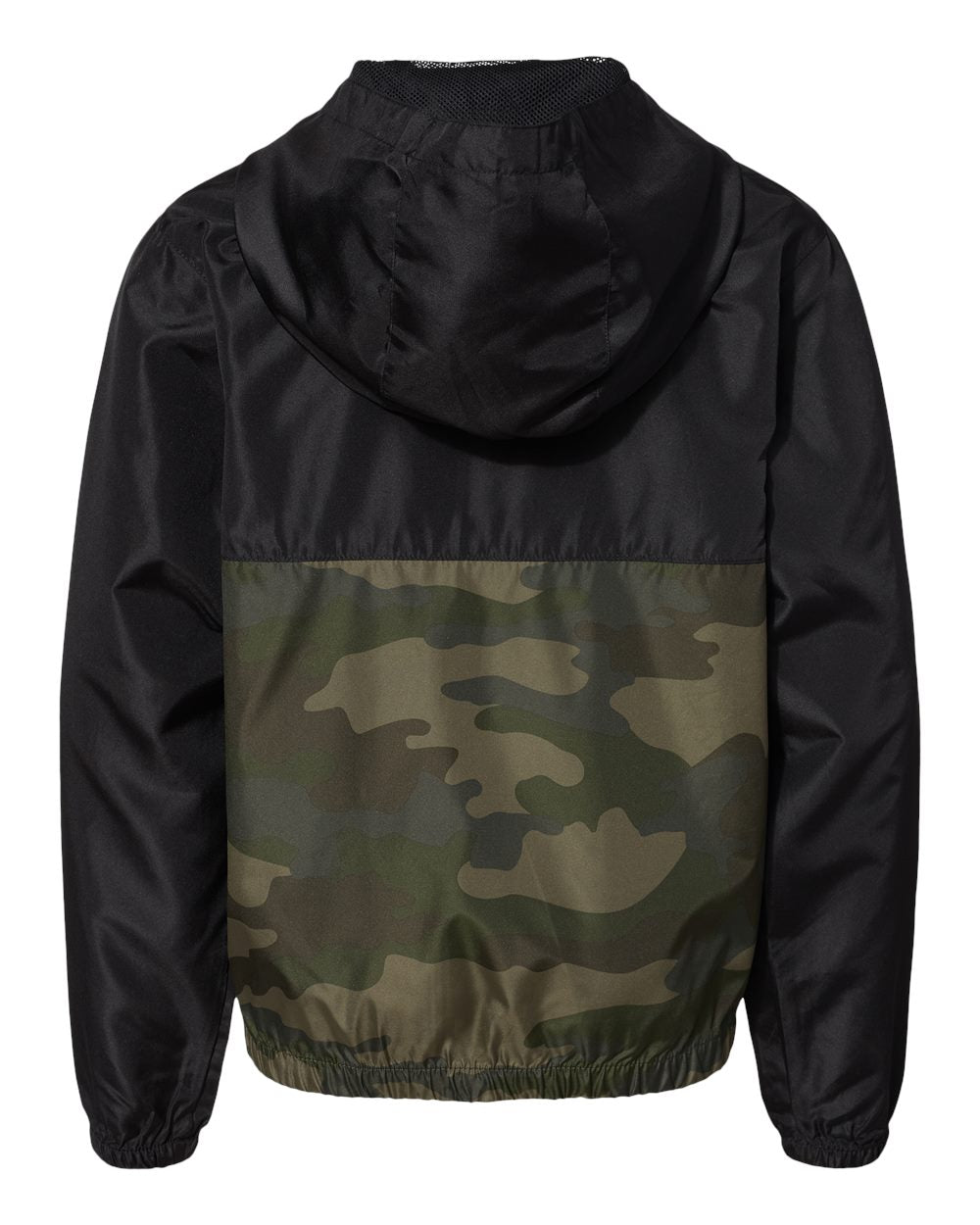 Youth Lightweight Windbreaker Full-Zip Jacket - Back - B36876612 - Black/ Forest Camo