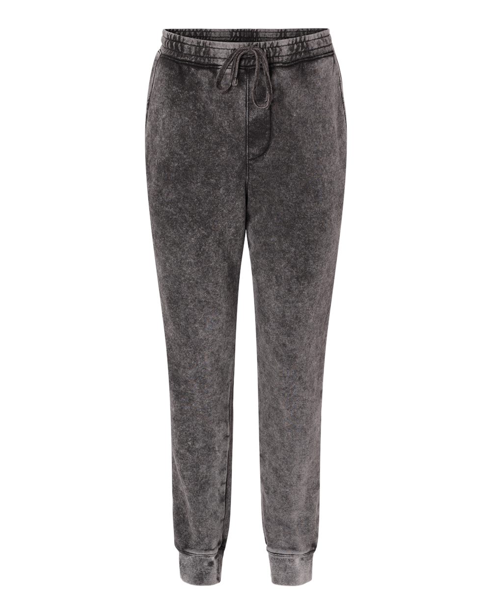 Unisex Mineral Wash Fleece Sweatpants - Front - B02076502 - Black