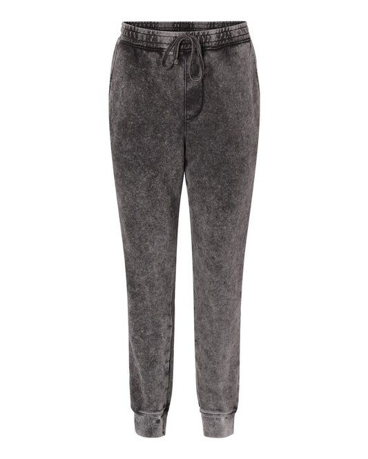 Unisex Mineral Wash Fleece Sweatpants - Front - B02076502 - Black