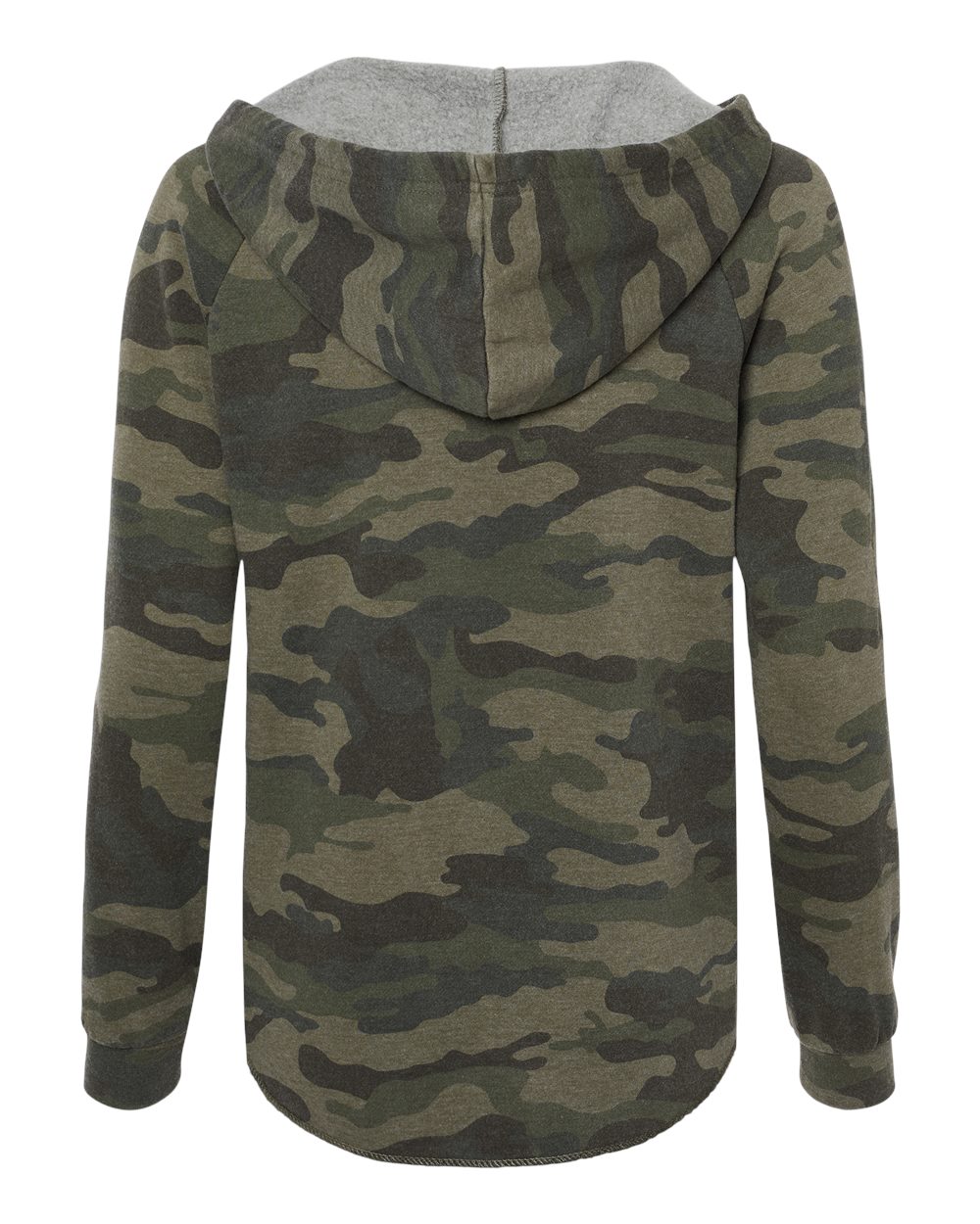 Women’s Lightweight California Wave Wash Hooded Sweatshirt - Back - B26776982 - Forest Camo Heather