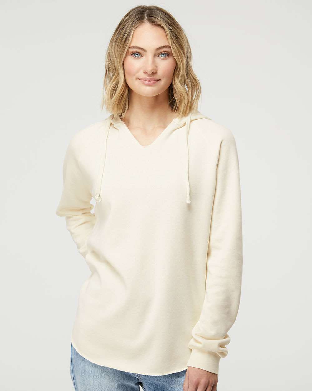 Women’s Lightweight California Wave Wash Hooded Sweatshirt - OnModelFront - B26776242 - Bone