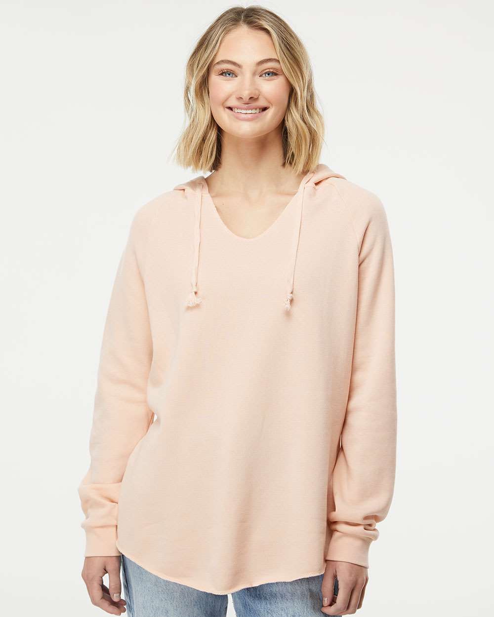 Women’s Lightweight California Wave Wash Hooded Sweatshirt - OnModelFront - B26776302 - Blush