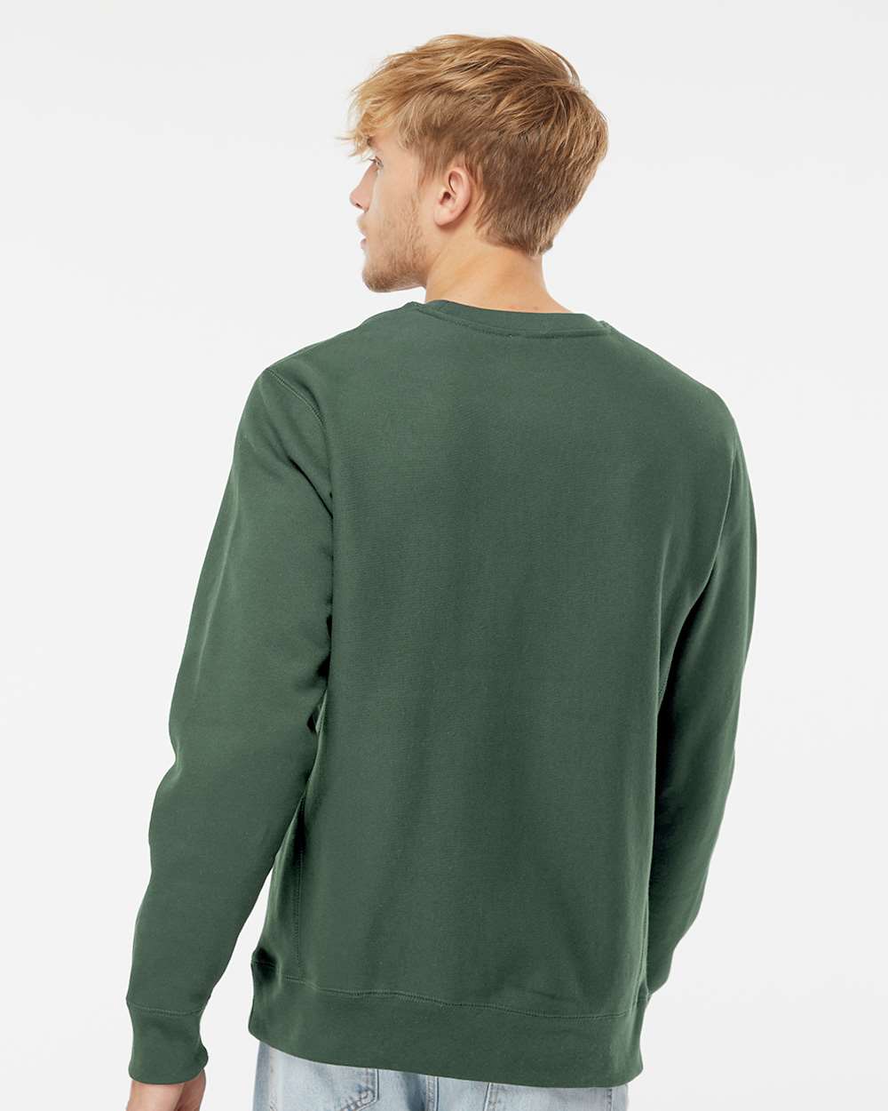 Unisex Legend Premium Heavyweight Cross-Grain Crewneck Sweatshirt - OnModelBack - B02776232 - Alpine Green