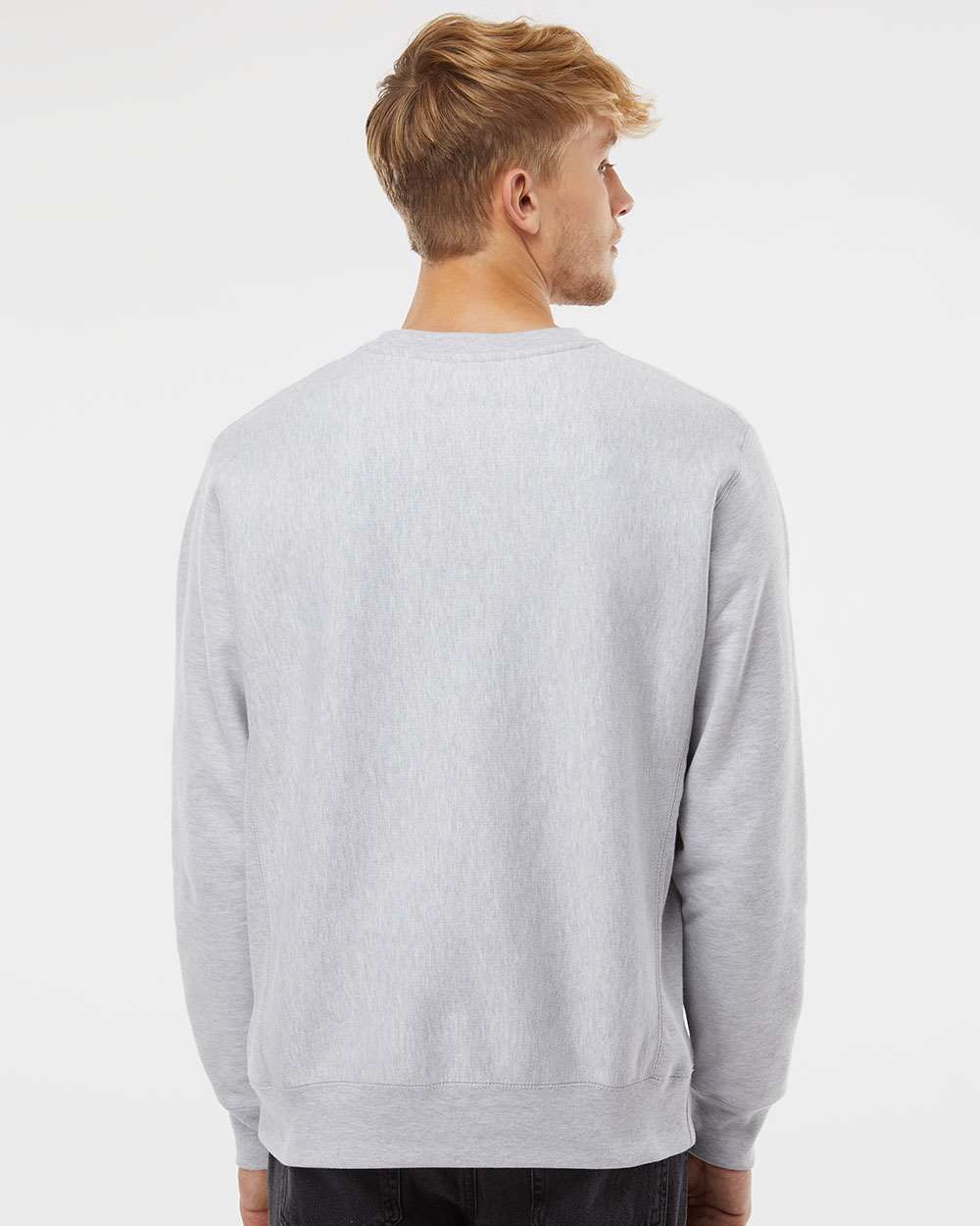 Unisex Legend Premium Heavyweight Cross-Grain Crewneck Sweatshirt - OnModelBack - B02776352 - Grey Heather