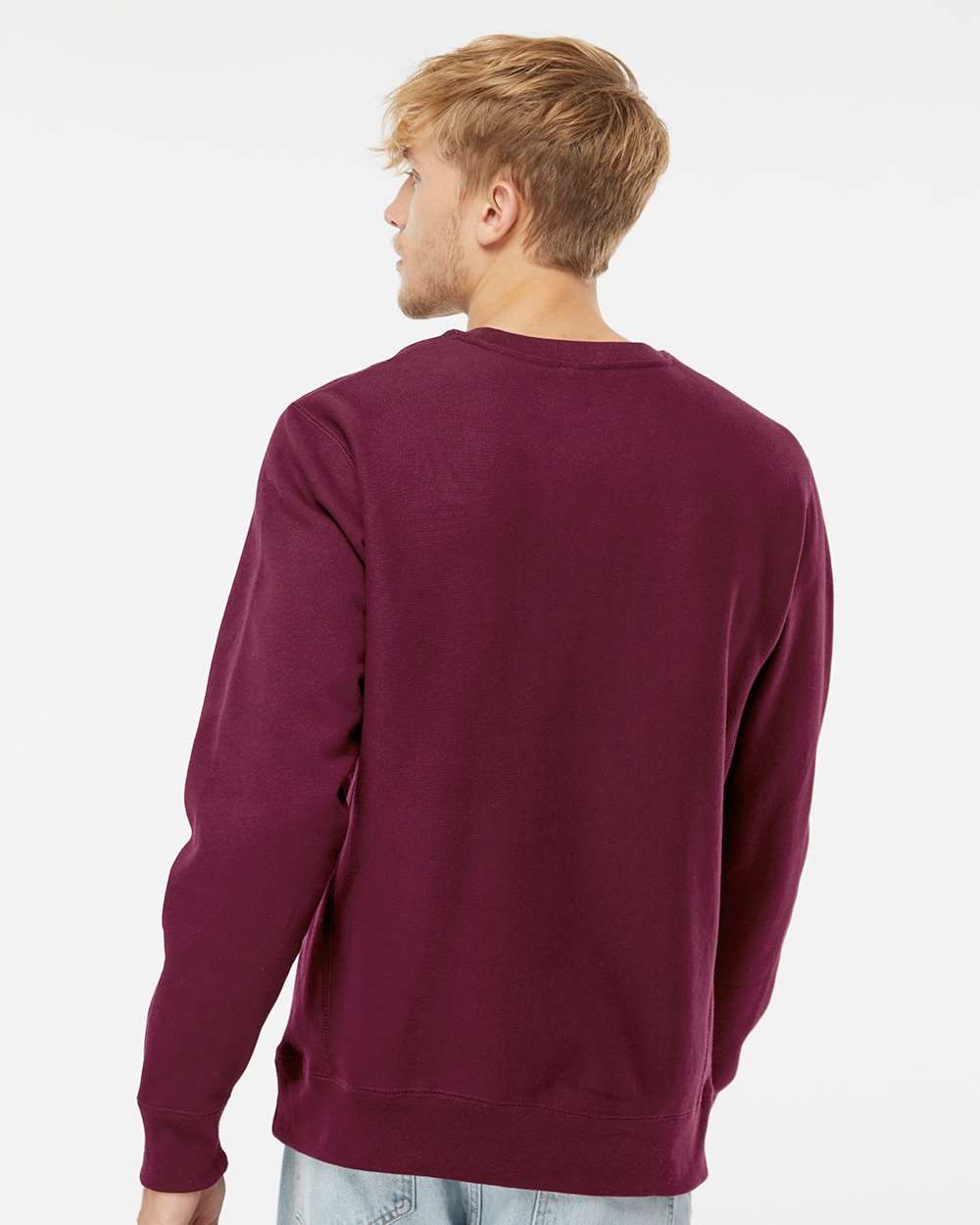 Unisex Legend Premium Heavyweight Cross-Grain Crewneck Sweatshirt - OnModelBack - B02776532 - Maroon