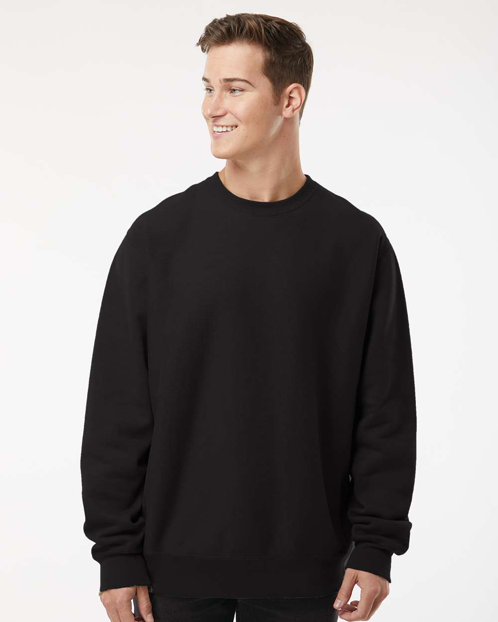 Unisex Legend Premium Heavyweight Cross-Grain Crewneck Sweatshirt - OnModelFront - B02776502 - Black