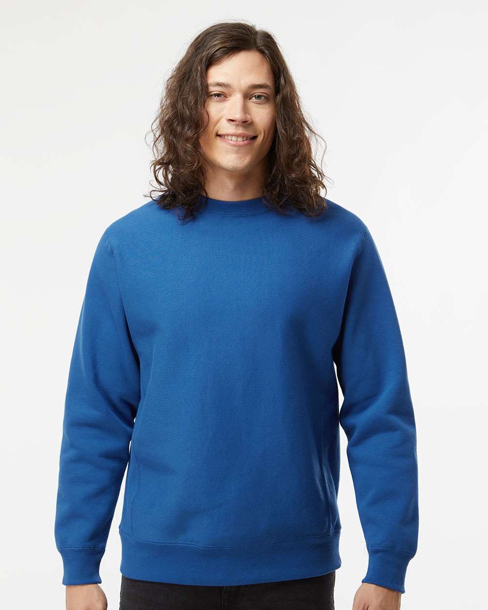 Unisex Legend Premium Heavyweight Cross-Grain Crewneck Sweatshirt - OnModelFront - B02776752 - Royal