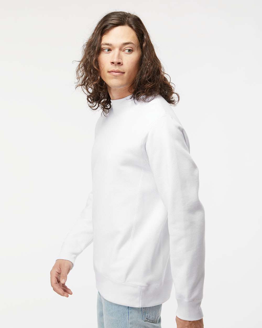 Unisex Legend Premium Heavyweight Cross-Grain Crewneck Sweatshirt - OnModelSide - B02776002 - White
