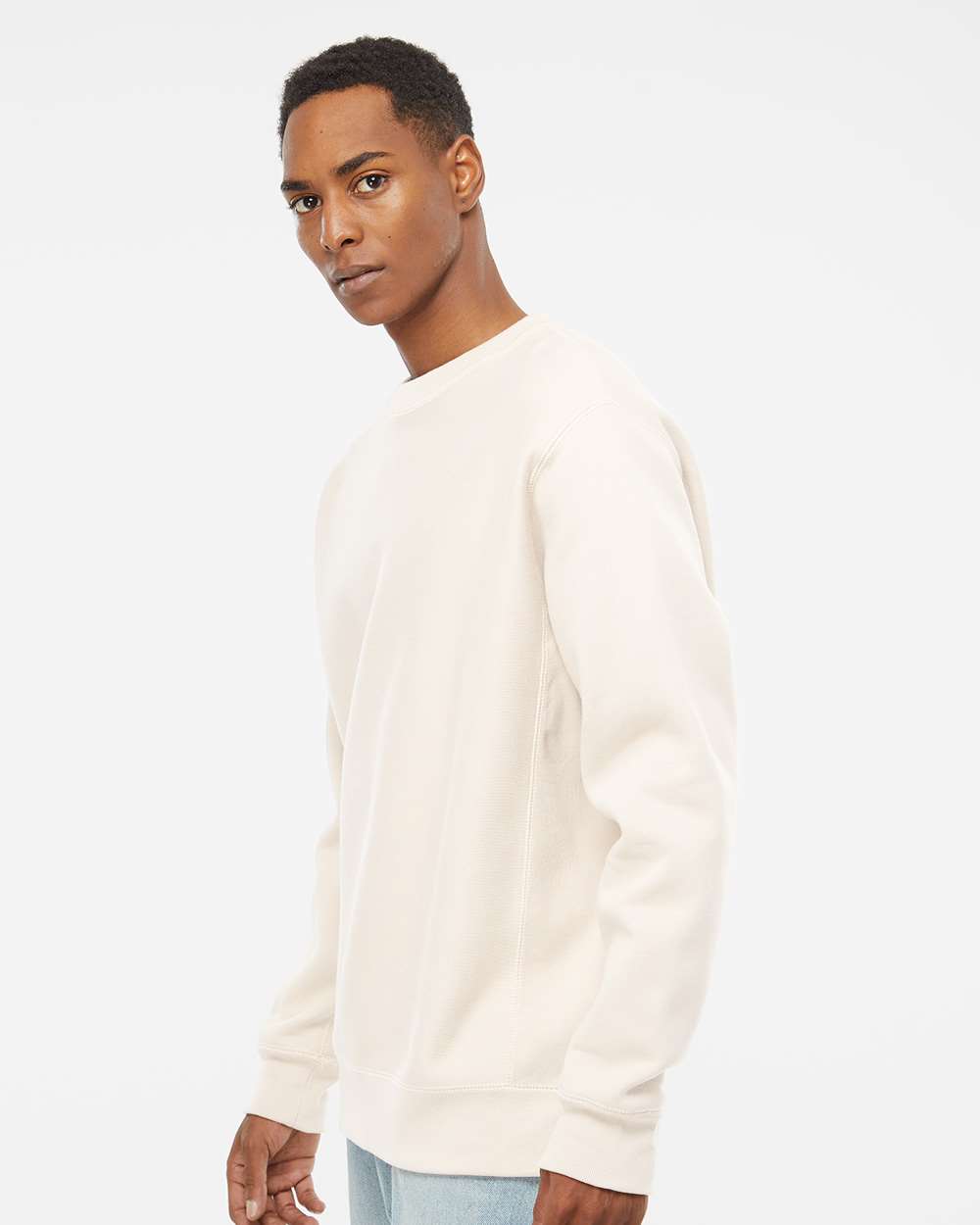 Unisex Legend Premium Heavyweight Cross-Grain Crewneck Sweatshirt - OnModelSide - B02776242 - Bone