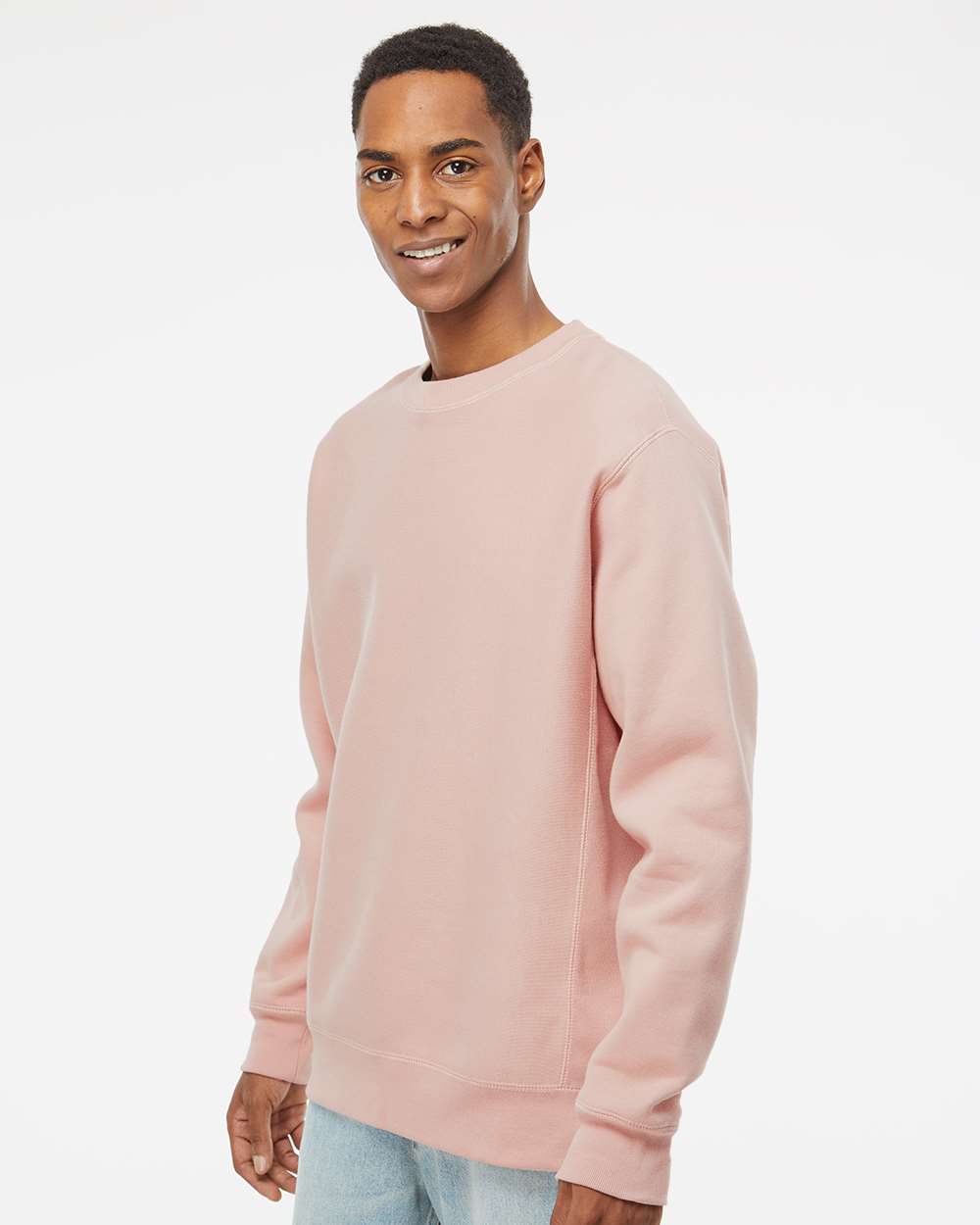 Unisex Legend Premium Heavyweight Cross-Grain Crewneck Sweatshirt - OnModelSide - B02776302 - Dusty Pink
